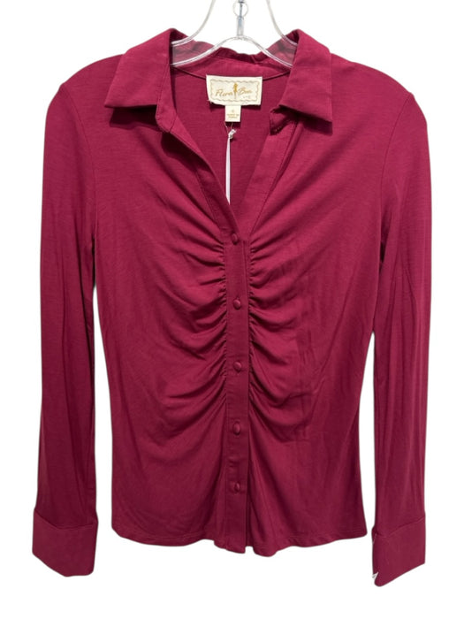 Flora Bea Size S Maroon Polyester Blend Jersey Ruched Top Maroon / S