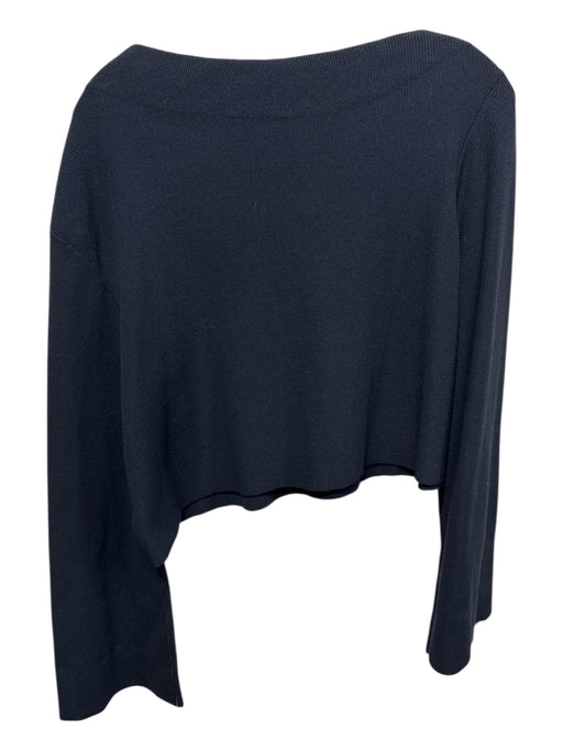 Theory Size L Navy Blue Viscose Blend Ribbed Long Sleeve Crop Top Navy Blue / L