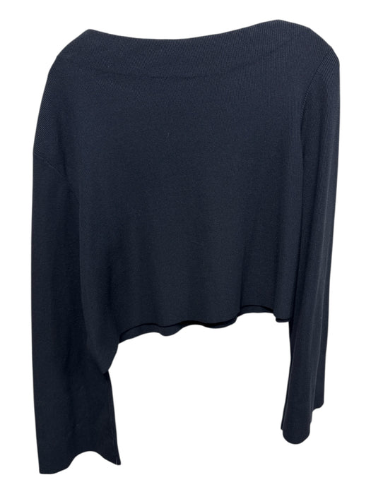 Theory Size L Navy Blue Viscose Blend Ribbed Long Sleeve Crop Top Navy Blue / L