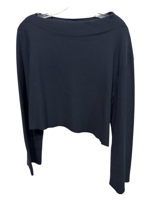 Theory Size L Navy Blue Viscose Blend Ribbed Long Sleeve Crop Top Navy Blue / L