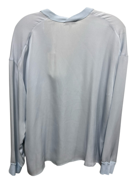 Vince Size M Blue Silk V Neck Long Sleeve Top Blue / M