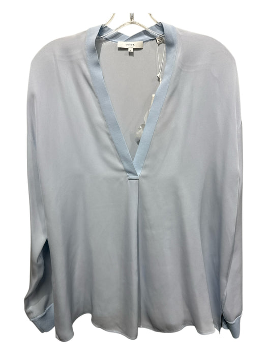 Vince Size M Blue Silk V Neck Long Sleeve Top Blue / M