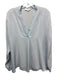 Vince Size M Blue Silk V Neck Long Sleeve Top Blue / M