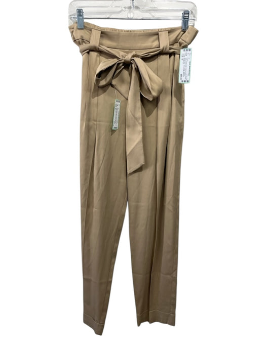 Trina Turk Size M Khaki Beige Viscose Blend Elastic Back Front Pleat Pants Khaki Beige / M