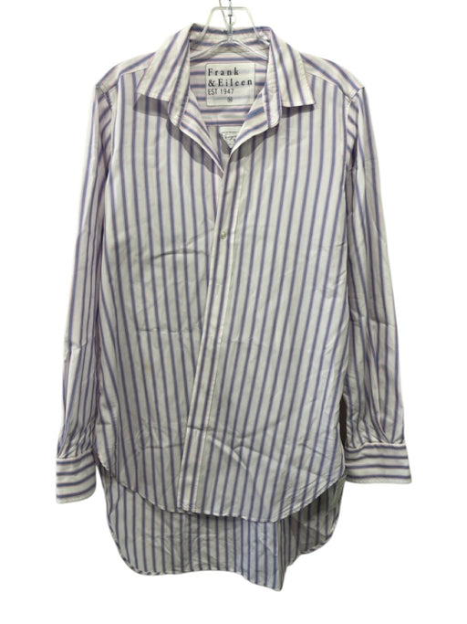 Frank & Eileen Size M White, Blue & Pink Cotton Striped Long Sleeve Top White, Blue & Pink / M
