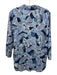L'agence Size M Mixed Blues Viscose Fan Print 3/4 Sleeve Button Up Shirt Top Mixed Blues / M