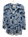 L'agence Size M Mixed Blues Viscose Fan Print 3/4 Sleeve Button Up Shirt Top Mixed Blues / M