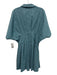 Exquise Size Large Blue & Green Cotton Blend Short Sleeve Gingham Pleated Dress Blue & Green / Large