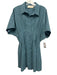 Exquise Size Large Blue & Green Cotton Blend Short Sleeve Gingham Pleated Dress Blue & Green / Large
