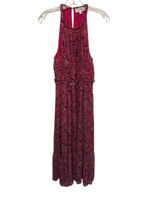 A.L.C. Size 10 Pink & Multi Silk Sleeveless Floral pleats Rolled Neck Dress Pink & Multi / 10