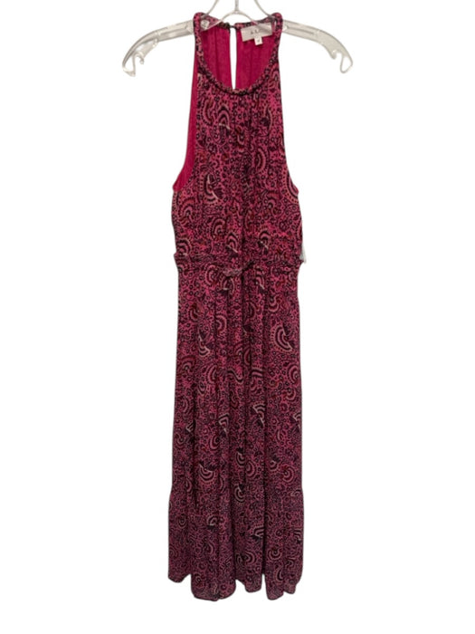 A.L.C. Size 10 Pink & Multi Silk Sleeveless Floral pleats Rolled Neck Dress Pink & Multi / 10
