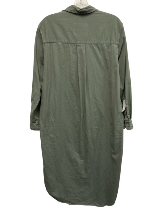 Frank & Eileen Size M Dark Green Cotton Long Sleeve Button Front Midi Dress Dark Green / M