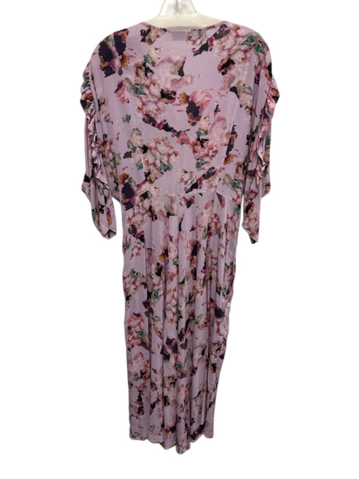 IRO Size 40 Pink & Multi Viscose Split Neck Surplice Floral Print Dress Pink & Multi / 40
