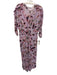 IRO Size 40 Pink & Multi Viscose Split Neck Surplice Floral Print Dress Pink & Multi / 40