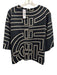 Natori Size M Black & White Cotton 1/2 Sleeve Stripes Back Zip Top Black & White / M