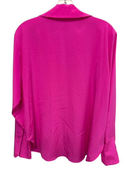 A.L.C. Size 6 Fusica pink Silk Long Sleeve Button Front Split Neck Top Fusica pink / 6