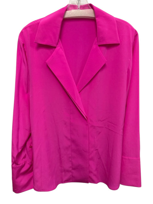 A.L.C. Size 6 Fusica pink Silk Long Sleeve Button Front Split Neck Top Fusica pink / 6