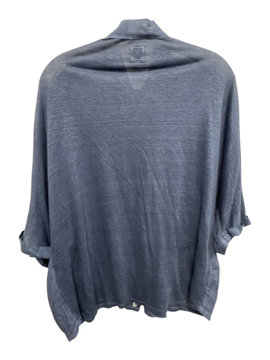 120% Lino Size S Dark Blue Linen Long Sleeve Button Front Mid Rise Pants Set Dark Blue / S