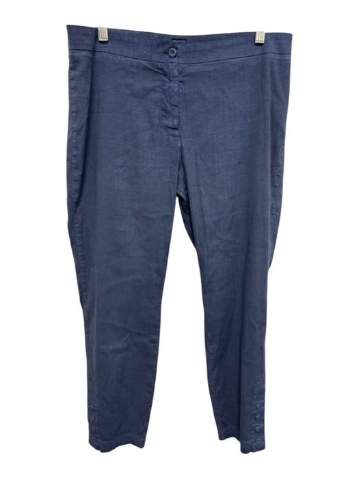 120% Lino Size S Dark Blue Linen Long Sleeve Button Front Mid Rise Pants Set Dark Blue / S
