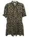 A Piece Apart Size M Green & Black Cotton floral print Button Front Pleats Dress Green & Black / M