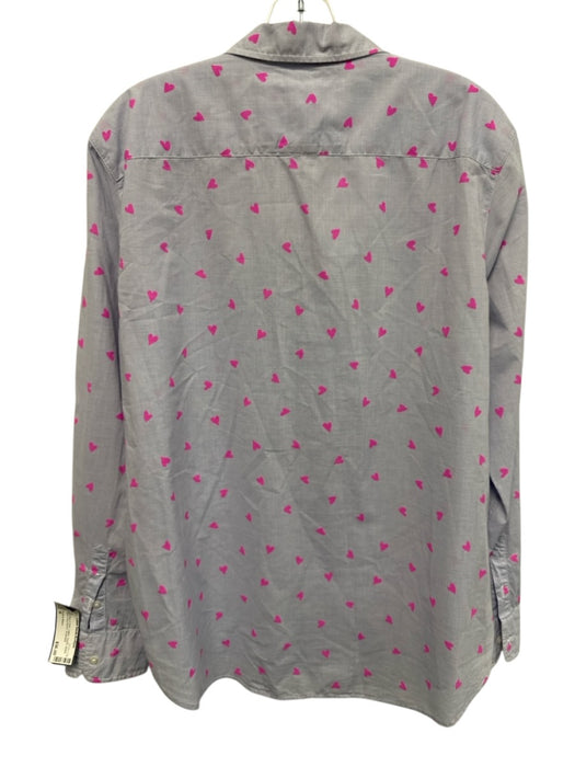Frank & Eileen Size M Light Blue & Pink Cotton Hearts Button Front Top Light Blue & Pink / M