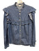 Veronica Beard Size 10 Dark Wash Cotton & Tencel Long Sleeve Button Front Top Dark Wash / 10