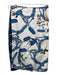 Tibi Size 2 Navy, Blue & White Silk Side Zip Belt Print Front Slit Skirt Navy, Blue & White / 2