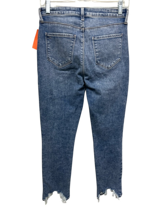 L'agence Size 25 Med Wash Cotton Denim Whiskering Ripped Knee Ripped Hem Skirt Med Wash / 25
