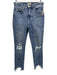 L'agence Size 25 Med Wash Cotton Denim Whiskering Ripped Knee Ripped Hem Skirt Med Wash / 25
