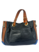 Henri Bendel Black, Brown & Blue Leather Croc Embossed Double Handle Bag Black, Brown & Blue / M