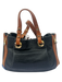 Henri Bendel Black, Brown & Blue Leather Croc Embossed Double Handle Bag Black, Brown & Blue / M