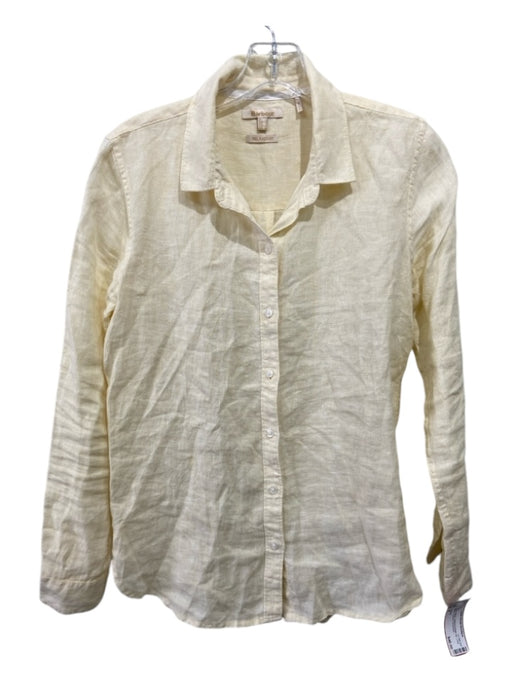 Barbour Size 4 Cream White Collared Button Up Long Sleeve Pinstripe Top Cream White / 4