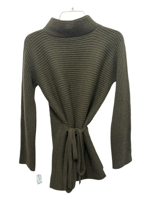 Vince Size XS Olive Green Wool & Cashmere Knit Mock Neck Front Slit Sweater Olive Green / XS