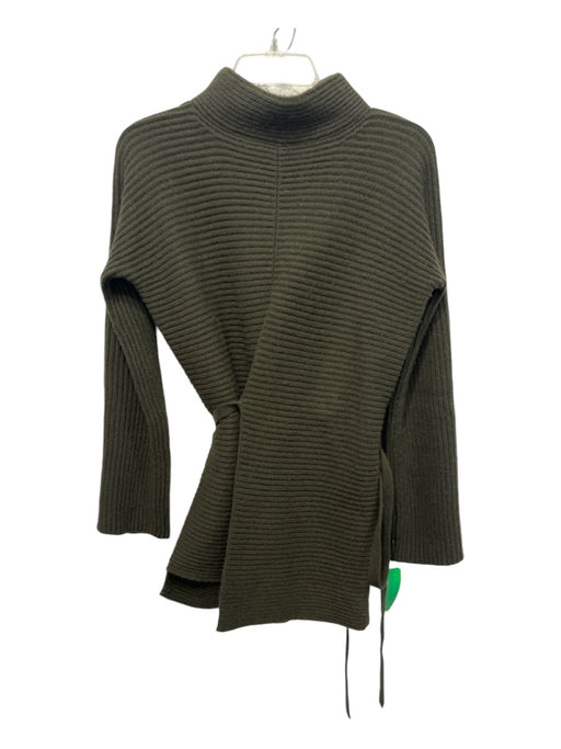 Vince Size XS Olive Green Wool & Cashmere Knit Mock Neck Front Slit Sweater Olive Green / XS