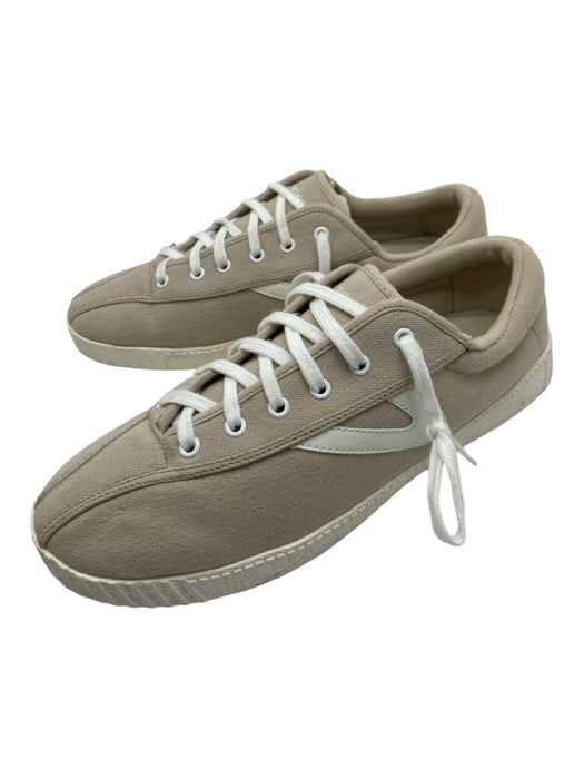 Tretorn Shoe Size 9 Beige & White Canvas Lace Up Round Toe Rubber Sole Sneakers Beige & White / 9