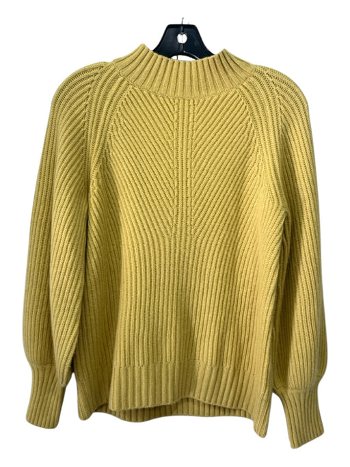 Ann Mashburn Size XS Yellow Acrylic Blend Rib Knit Mock Neck Sweater Yellow / XS