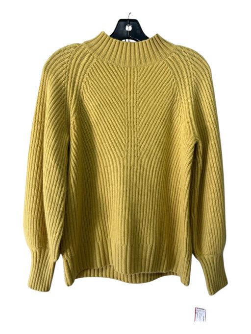 Ann Mashburn Size XS Yellow Acrylic Blend Rib Knit Mock Neck Sweater Yellow / XS