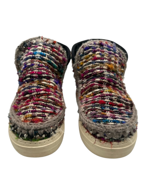 Mou Shoe Size 39.5 Beige & Multi Wool Knit Shearling Lined Platform Sneakers Beige & Multi / 39.5