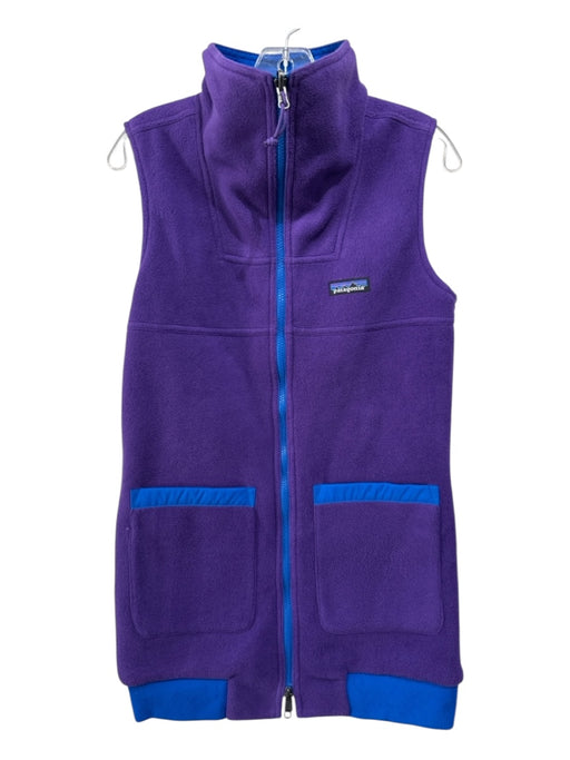 Patagonia Size Est S/M Purple & Blue Fleece Fabric & Color Block Reversible Vest Purple & Blue / Est S/M