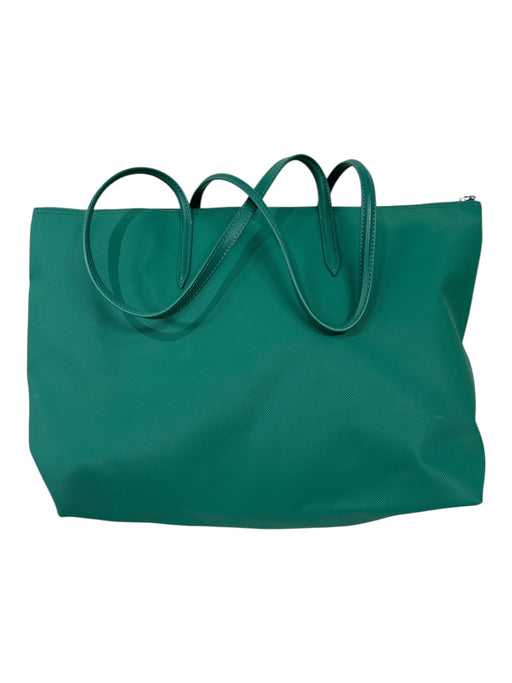 Lacoste Hunter Green PVC Leather Handles Zip Top Logo Tote Bag Hunter Green / M/L