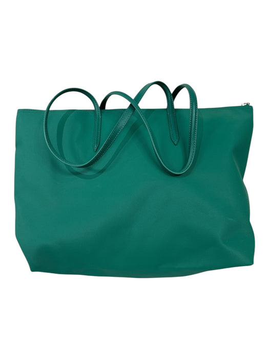 Lacoste Hunter Green PVC Leather Handles Zip Top Logo Tote Bag Hunter Green / M/L