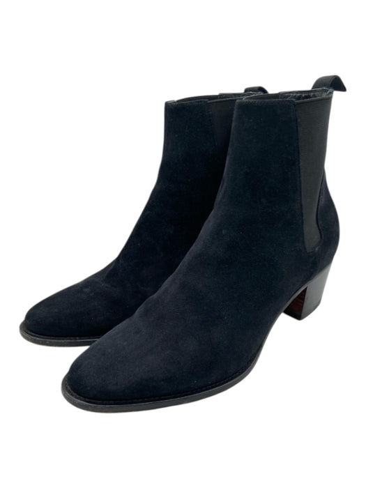 Ann Mashburn Shoe Size 9 Black Leather Suede Almond Toe Chelsea Booties Black / 9