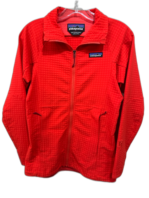 Patagonia Size XXS Red Orange Polyester Blend Zip Up Checked Mock Collar Jacket Red Orange / XXS