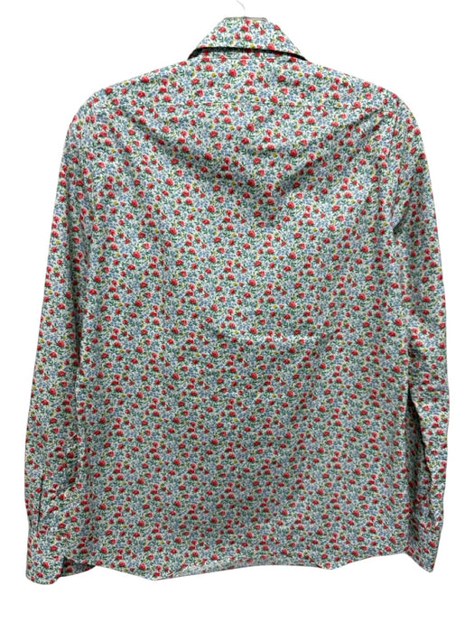 Ann Mashburn Size XS Red, Green, Blue Cotton Long Sleeve Floral Print Blouse Top Red, Green, Blue / XS