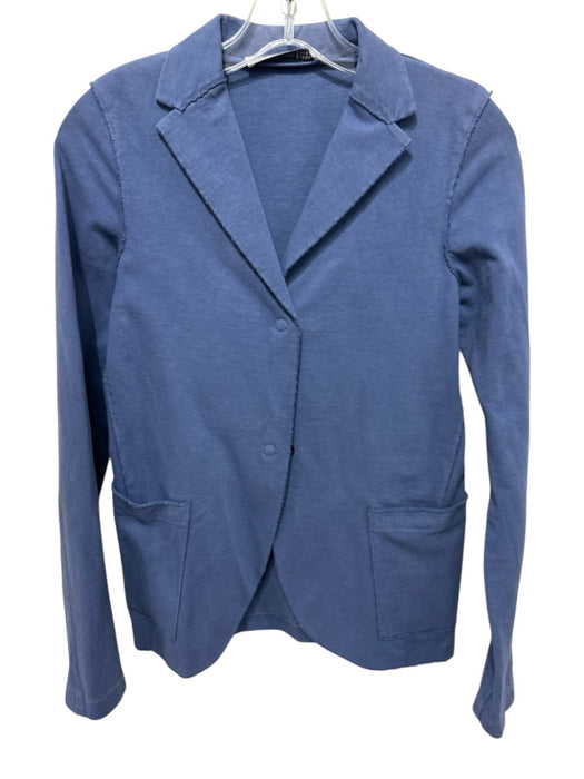 Harris Wharf London Size 38 Slate Blue Cotton Long Sleeve Raw Edge Snaps Jacket Slate Blue / 38