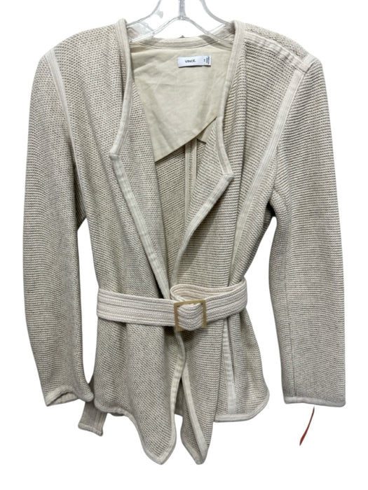 Vince Size XS Beige Cotton & Rayon Knit Open Front Sash Jacket Beige / XS