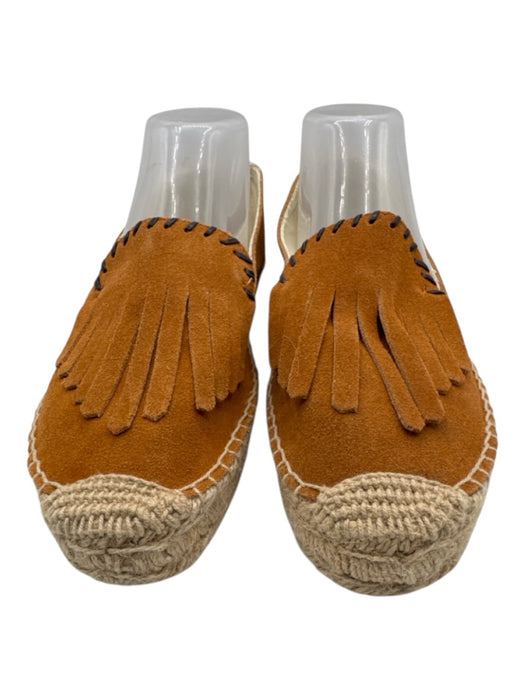 Soludos Shoe Size 9 Orange Brown Suede Fringe Whipstitch Slip On Flat Espadrille Orange Brown / 9