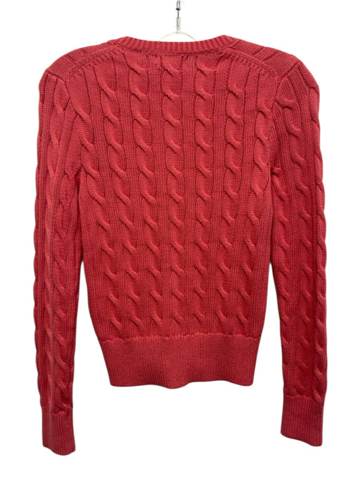Polo Ralph Lauren Size XS Coral Pink Cotton Button Down Cable Knit Cardigan Coral Pink / XS