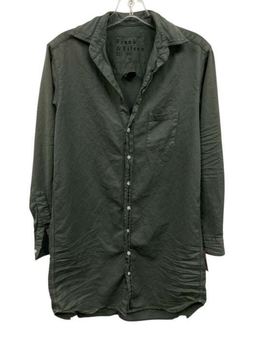 Frank & Eileen Size XXS Moss Green Cotton Button Down Collared Long Sleeve Dress Moss Green / XXS