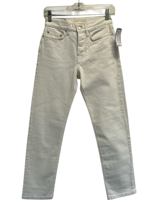 Jeanerica Size 24 White Cotton Denim Button Fly High Rise Straight Leg Jeans White / 24